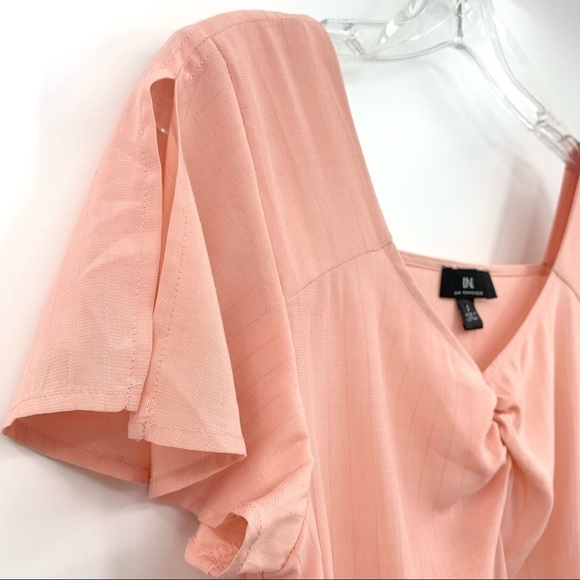 I.N. San Francisco Pink Split-Flutter Sleeve Peplum Blouse Top Size Small - Picture 4 of 8